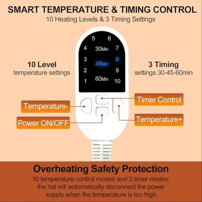 Hair Care Heating Cap, Adjustable-Temperature Steam Cap for Deep Conditioning Hair Treatment, Adjustable Hair Bonnet, Ideal Winter Gift for Girlfriend