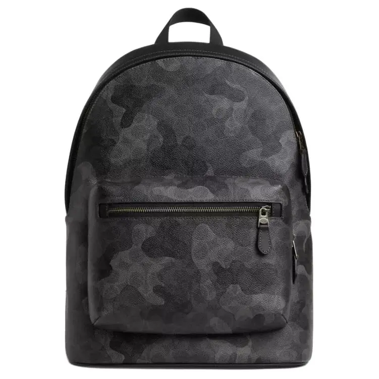 COACH Classic Camo Print Smooth Calfskin Backpack for Men, Large Size, Gray