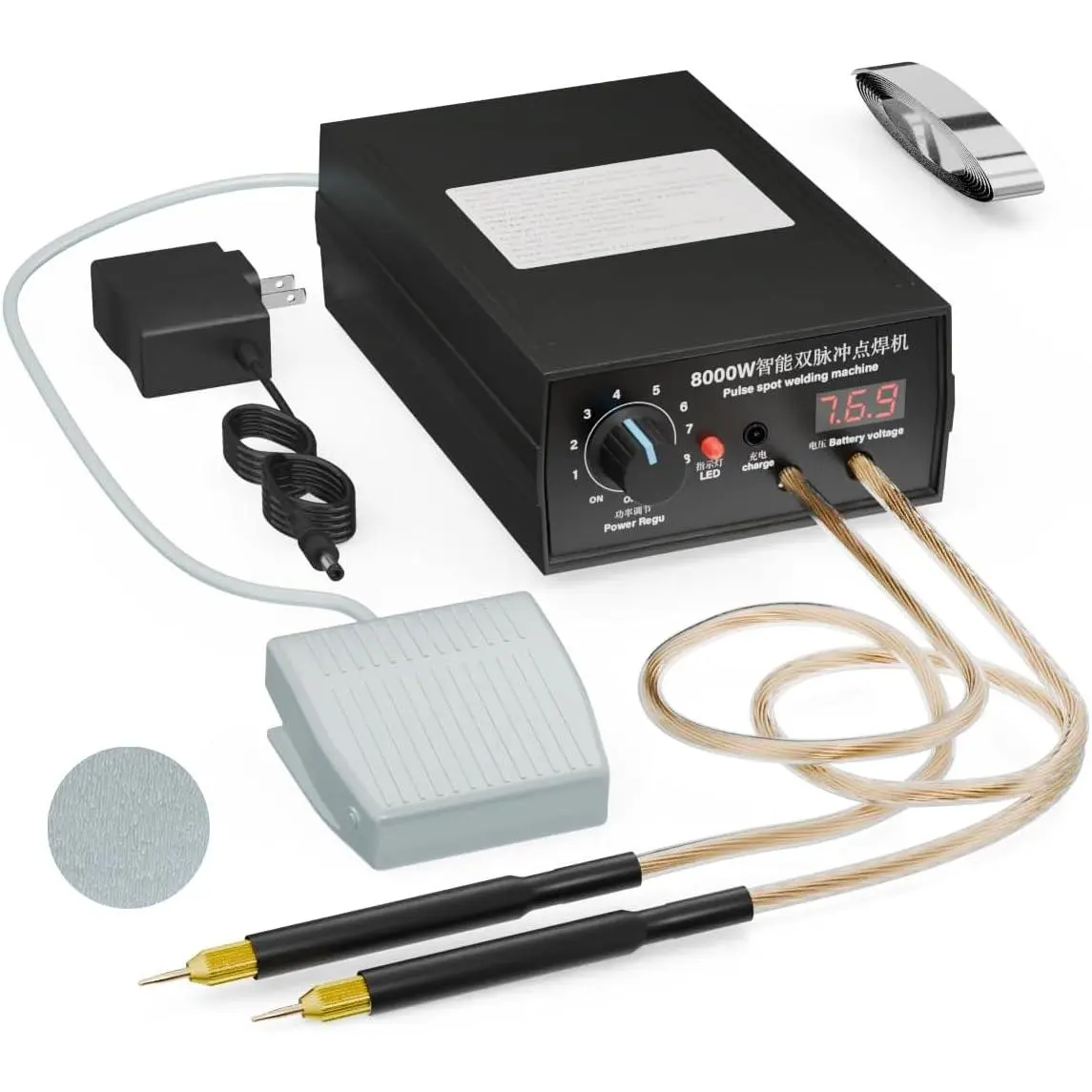 8000W Handheld Rechargeable Battery Spot Welder, Portable DIY Pure Copper Welding Machine for Garage, Outdoors, 18650 Lithium Batteries with Nickel Strip, Lithium Battery