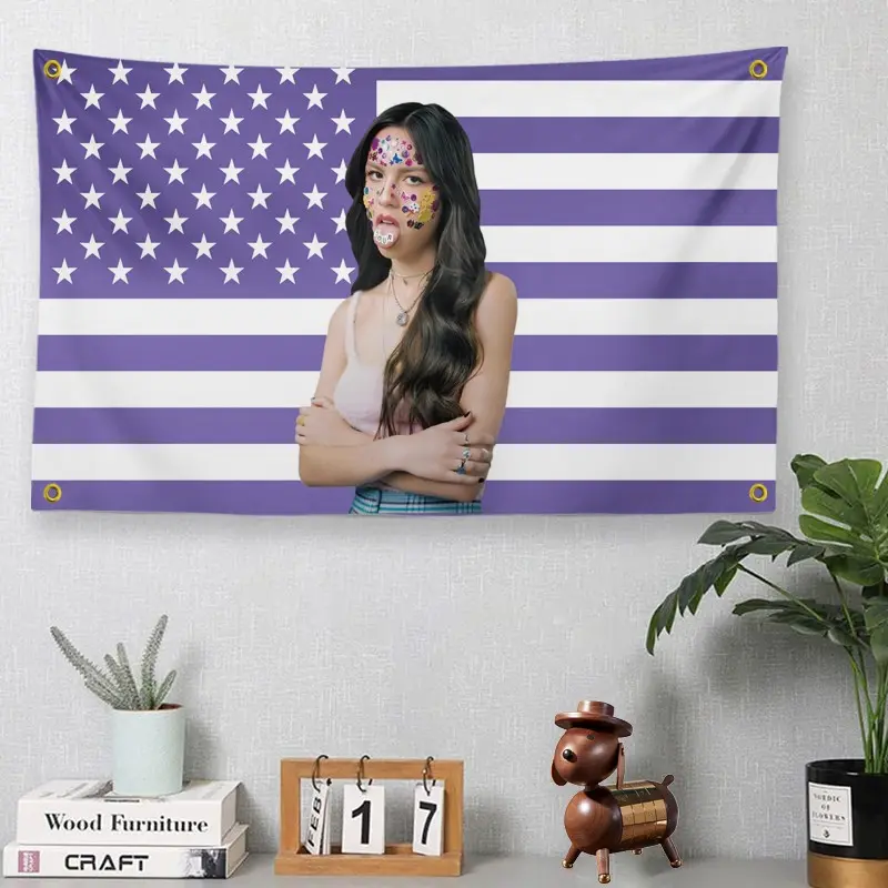 American Flag Wall Decor Hanging Banner, Polyester Flag with Metal Grommets, Bedroom Dorm Party Background Flag, Polyester Tapestry