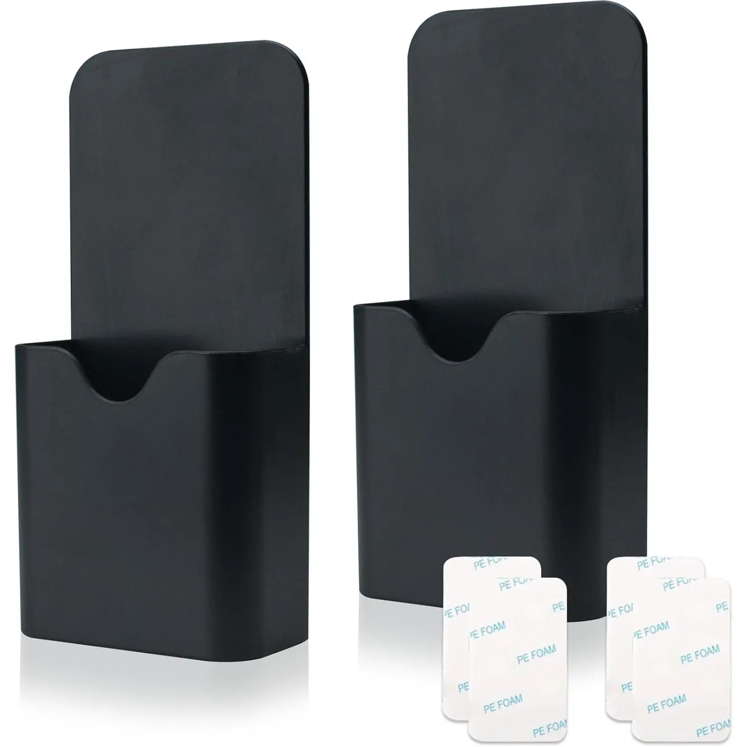 2 count  Marker Holder Wall Mount Marker  Pencil Holder for Dry Erase Whiteboard Fridge, Self Adhesive Marker Pen Holder for  Office School(Black&SS)