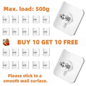 BUY 10 GET 10 FREE  20PCS Adhesive Frame Hooks Wall Mount Self-Adhesive Hooks Suitable for Bathroom and Kitchen Decoration