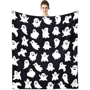 Halloween Blanket Ghost Throw Blankets for Women Halloween Decorations Flannel Blankets for Bed, Sofa, Couch, Travel Blanket
