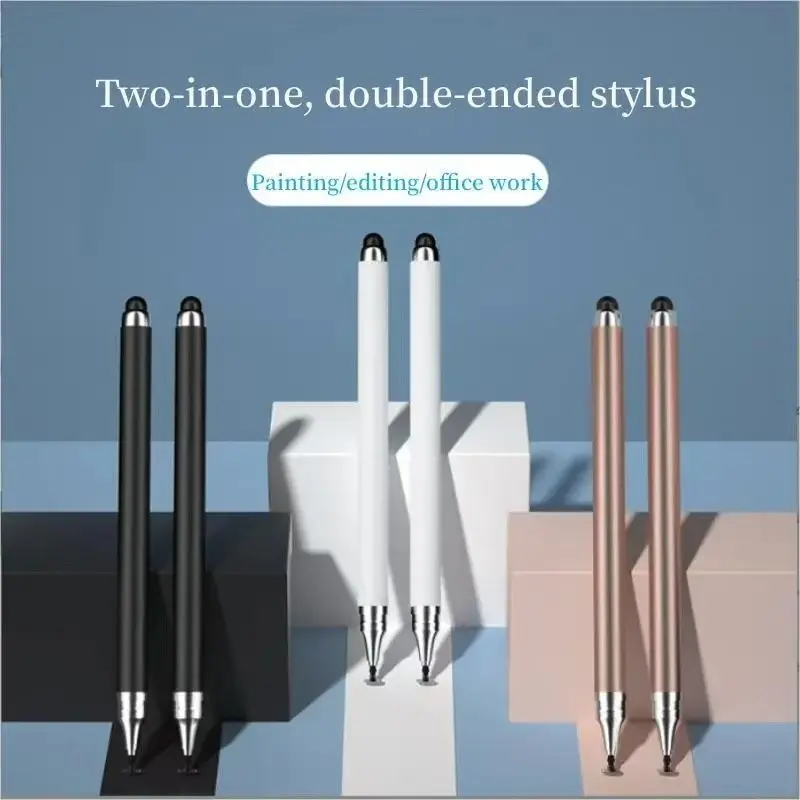 Dual-Ended Capacitive Touch Pen, High Sensitivity Silicone Tip, Compatible with iPad, Android, Mobile, Tablet, Office Use, 2-Pack