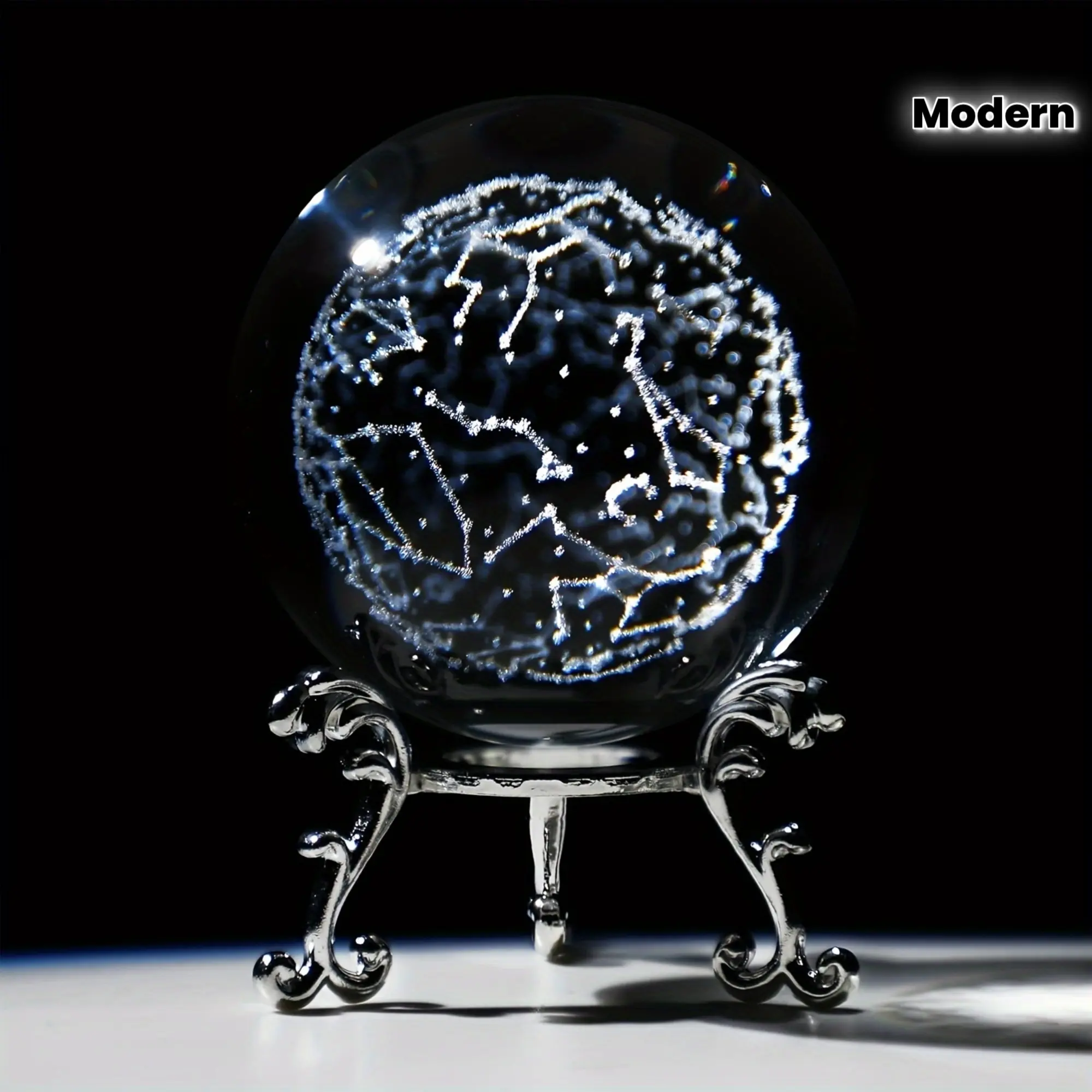 1 star connected constellation carved crystal decorative ball paper weight Feng Shui glass global home art decoration, 60mm/2.3 inches