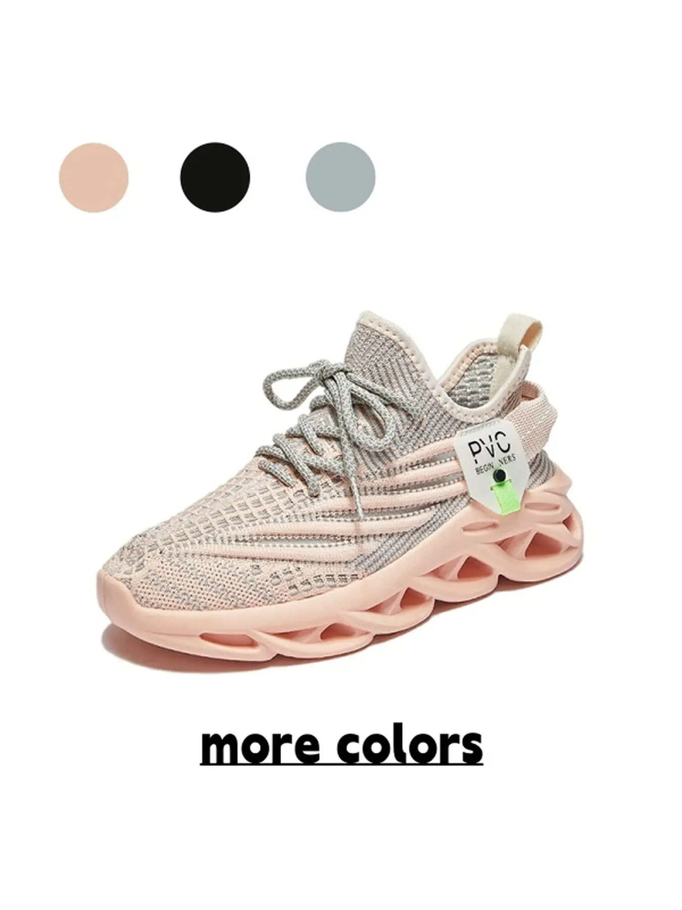 Ladies Hollow Chunk Sole Knit Running Trainers Shock Absorbing Breathable Knit Upper Lightweight Outdoor Fitness Shoes Trending Sneakers Chunky Sneakers