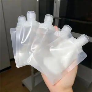 10pcs Refillable Flat Pouch With Paste Bottle Portable Travel Containers Travel Liquid Clear Plastic Empty Packaging Bag, Used For Shampoo/Shower Gel/Hand Sanitizer/Daily Necessities Bathroom Accessories