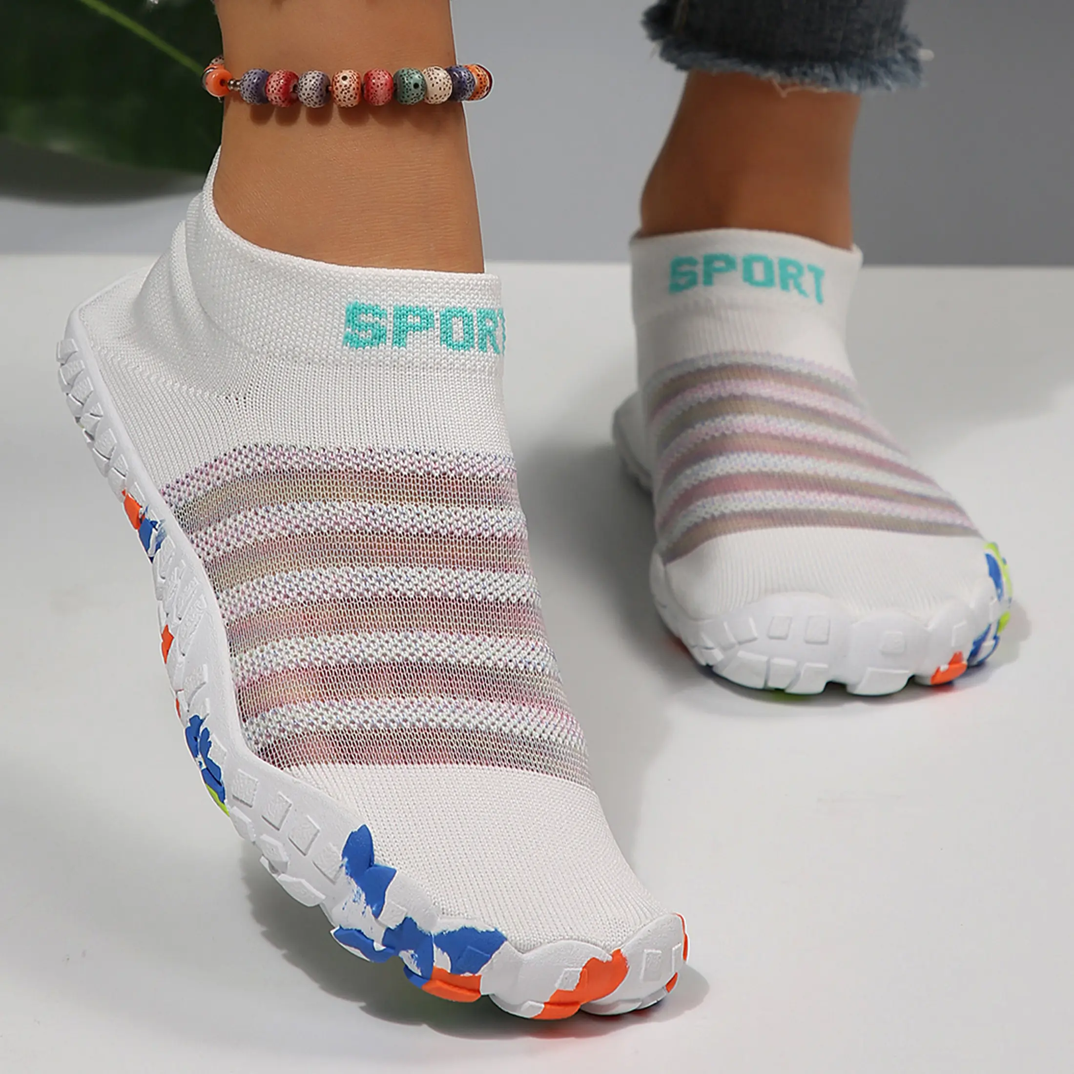 Women's Poolside Daily Casual Aqua Shoes Stretch Mesh Barefoot Slip On Beach Holiday Walking Shoes