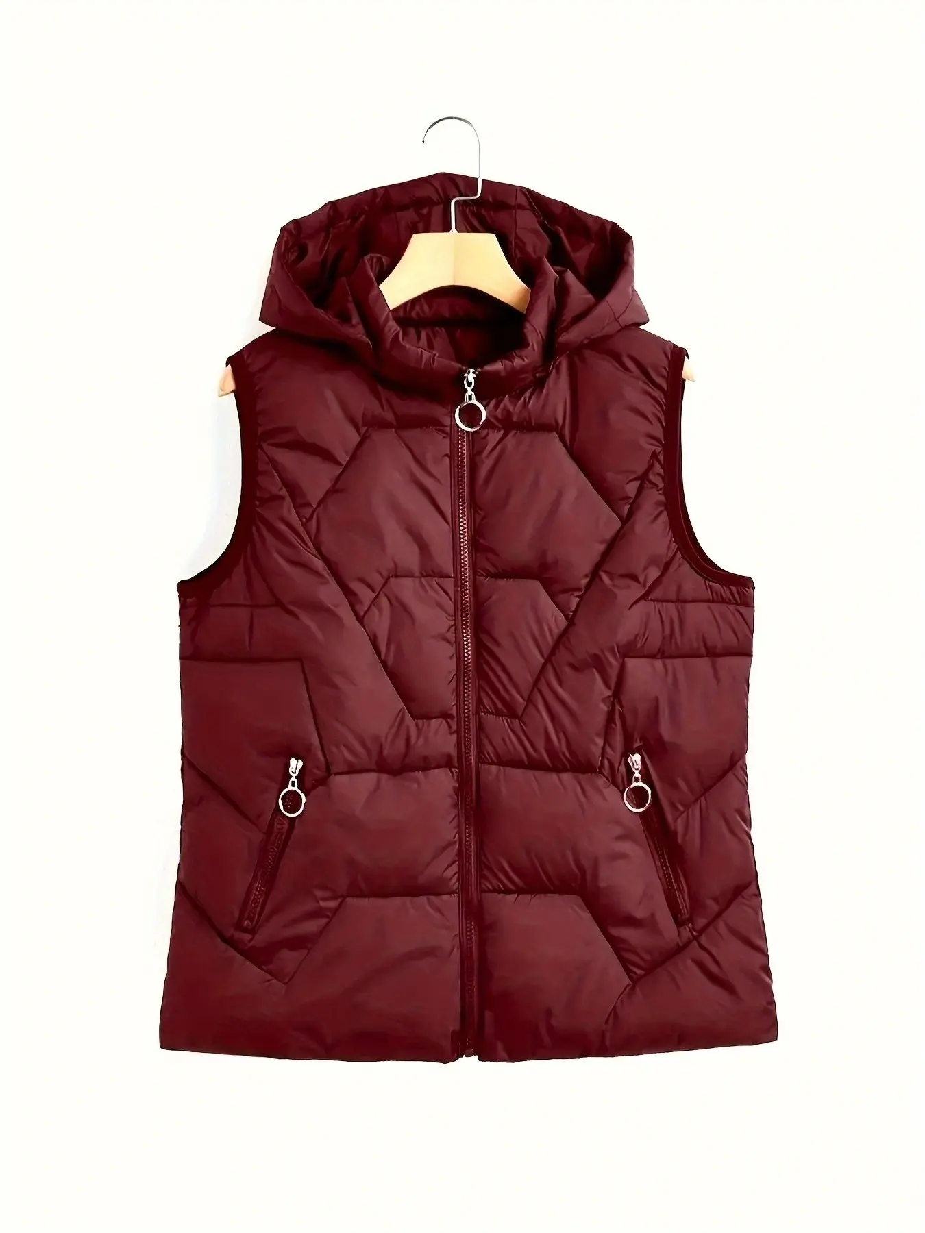 Women's Zipper Hooded Sleeveless Jacket Vests, Casual Solid Color Outerwear, Comfortable and Stylish Design, Perfect for Daily Wear