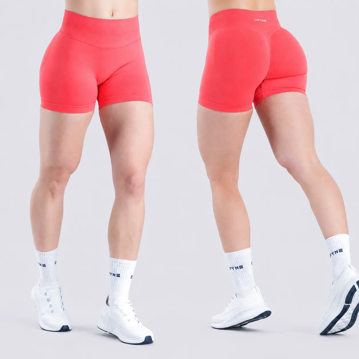 DFYNE Women's Seamless Knitted Athleisure Sport Shorts - 4-Way High Stretch, Butt Lift Sculpting, Sweat-Wicking Quick Dry Nylon Fabric, for Gym Training, Running, Hiking
