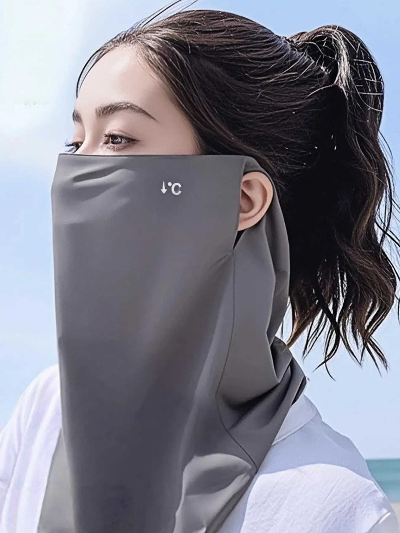 Summer Ice Silk Sun Protection Mask, Unisex Letter Print Ear Loop Magic Headband, Outdoor Cycling Fishing Driving Breathable Neck Cover