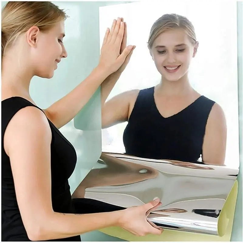 Self Adhesive Mirror, 20x40inch Flexible Acrylic Decorative Mirror Sheet, Non-Glass Sticky Mirror Tile, Wall Stickers for Home Decor