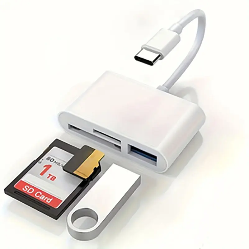 USB  To SD/TF Memory Card Reader, 3-in-1 USB C Card Read Compatible
