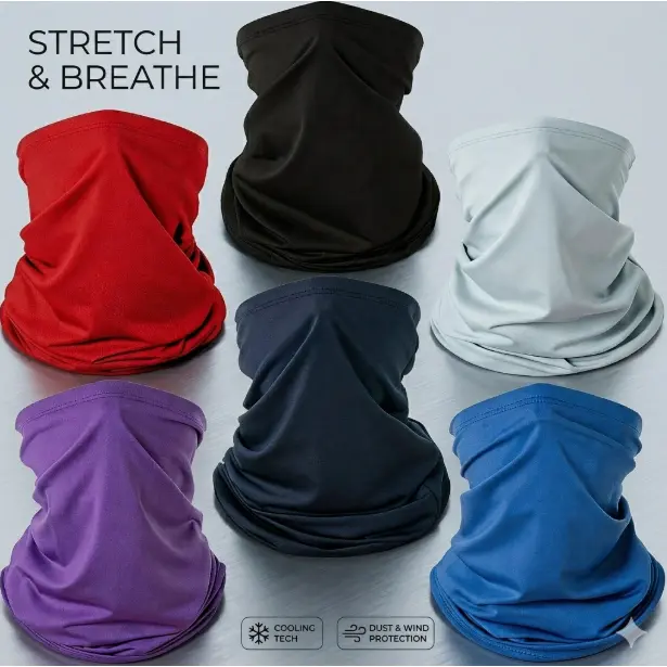 6 Pack Breathable Neck Gaiter and Balaclava Face Mask Sun Protection Sports Bandana Headwear for Men and Women