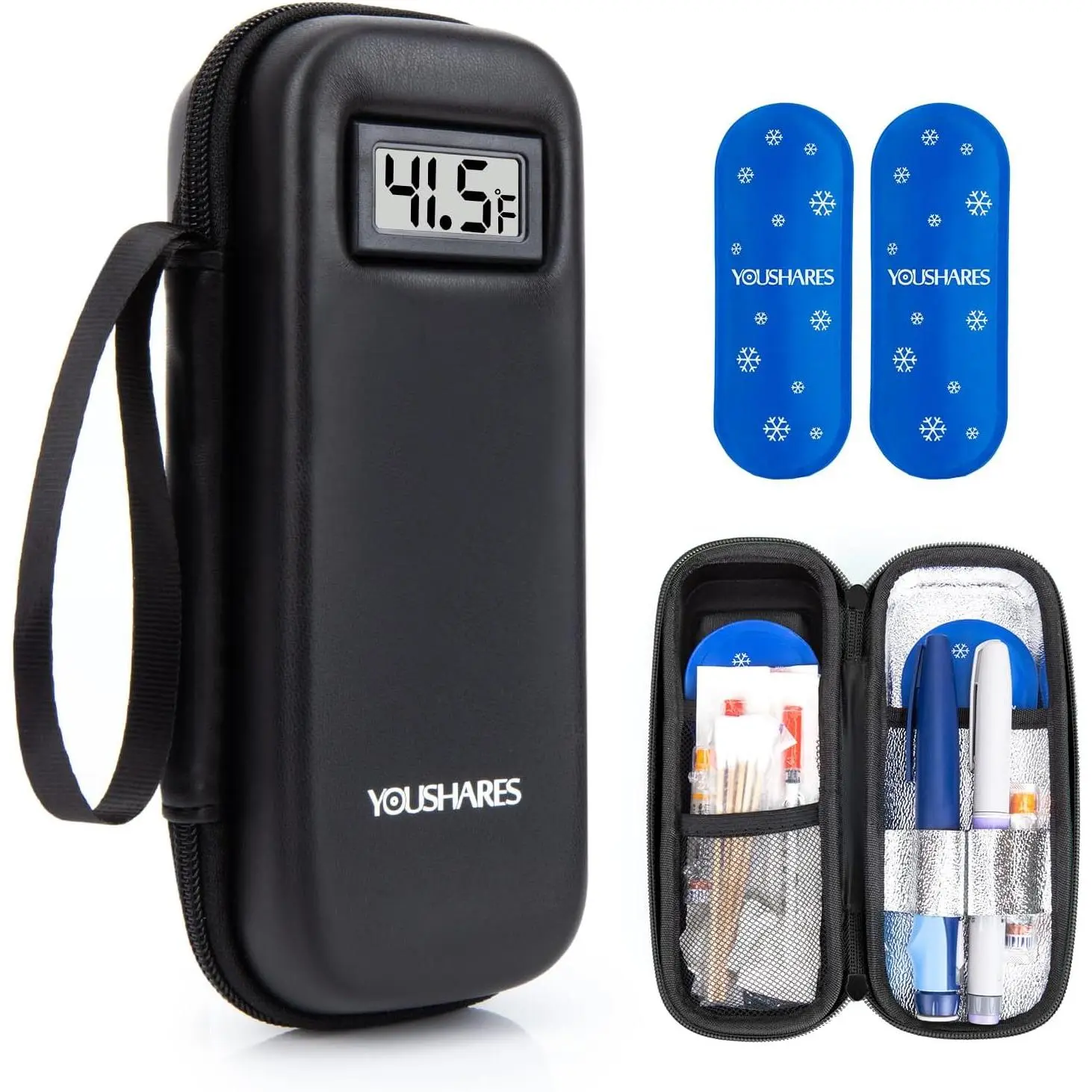 Insulin Travel Case, Peptide Travel Case with Temp Display| Medicine Cooling Bag with 2 TSA Approved Ice Pack, Medication Pens Diabetic Supplies for Travel & Daily Use