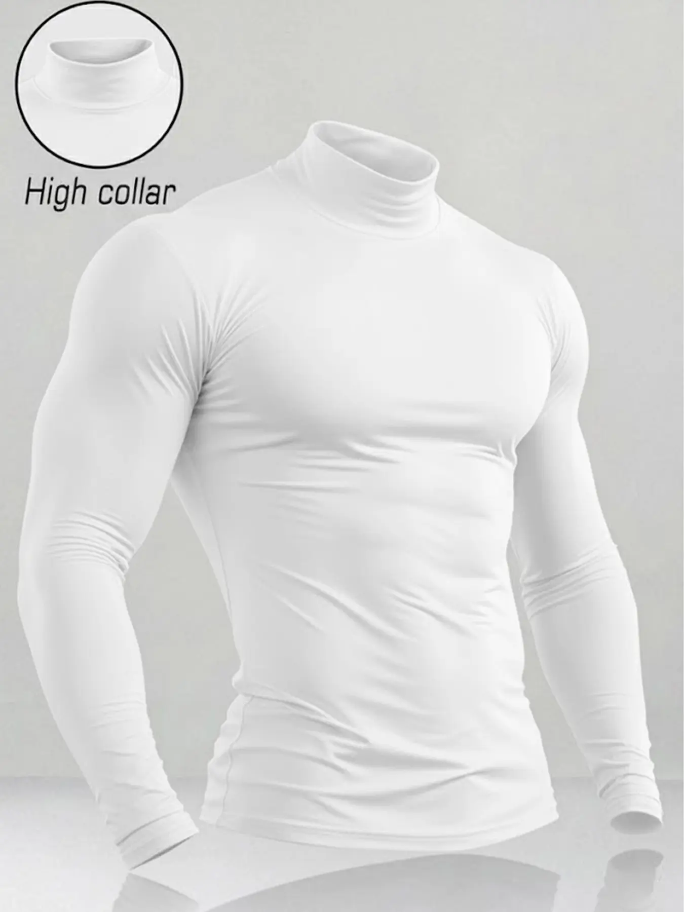 Men's Slim-Fit Half High Neck Sweat-Wicking Compression Shirt, Outdoor Tactical Base Layer, Pro Stealth Logo, Casual Sportswear, Compression Activewear, Athletic Compression Shirts