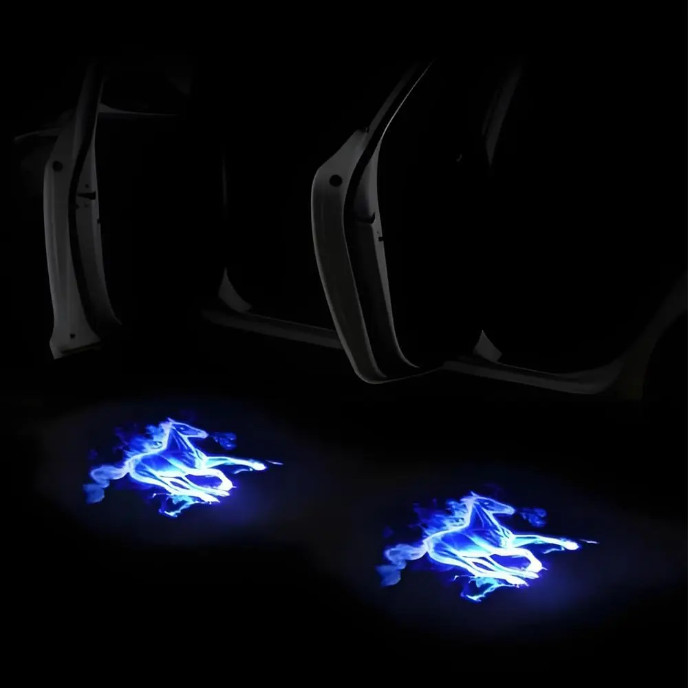 2 count  Door Light Projector,  LED Welcome Shadow Lights for /SUVs/, Easy Installation Step Entry Lights, Durable Auto Door Accessories (Blue Horse)