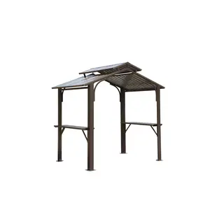 ARCH 8x5FT Hardtop Grill Gazebo Outdoor BBQ Gazebo with Galvanized Steel Double Roof Permanent Sun Shade Canopy Shelter 2 Side Shelves Ceiling Hook for Patio Deck Yard Garden Brown, Home Furniture and Household Product Search Terms
