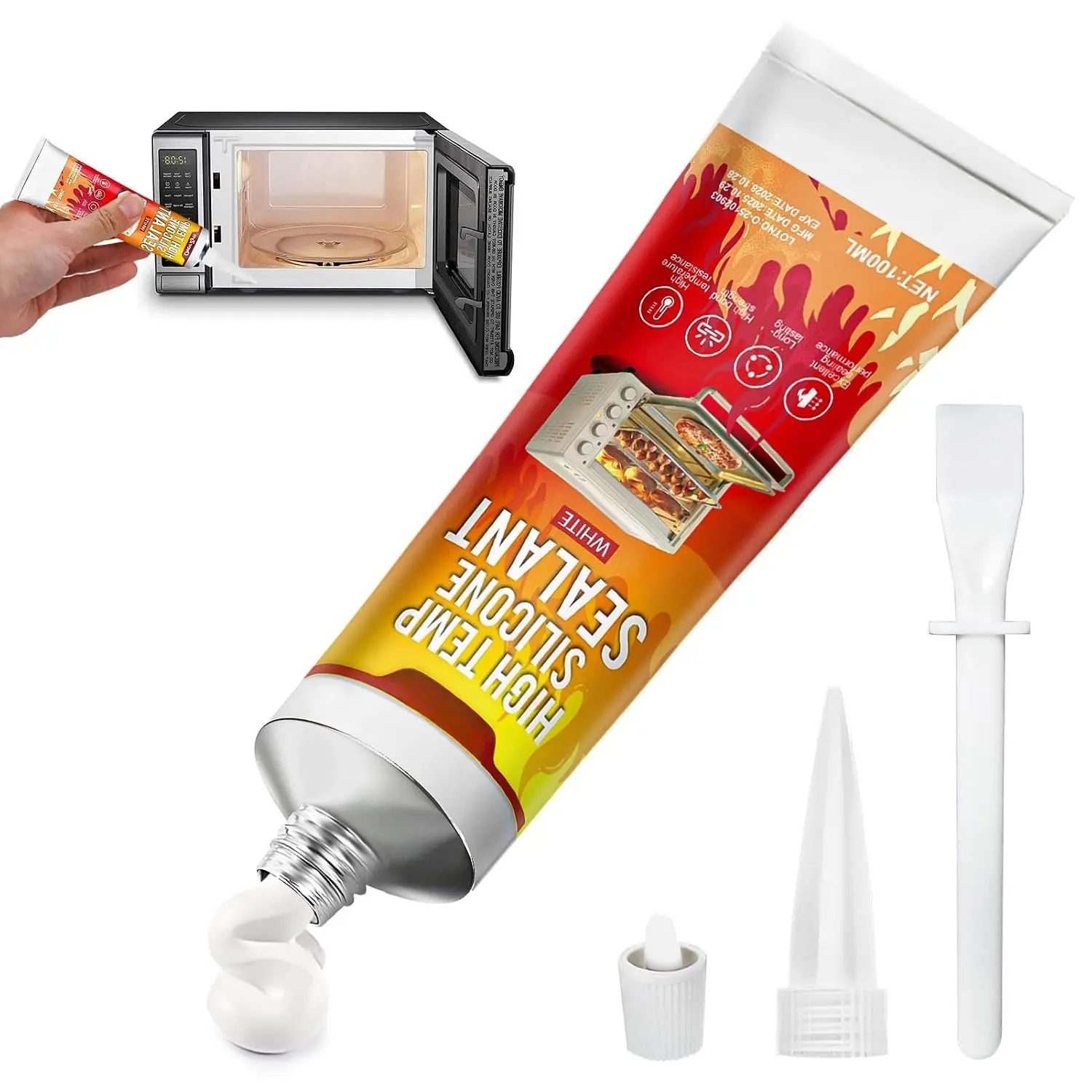 3.8 Oz High Temp  Sealant, White Heat Resistant Glue, High Heat  Sealant,  Bonding and Sealing Flexible Durable Wide Temperature Range for Oven Barbecue Grills Fireplace