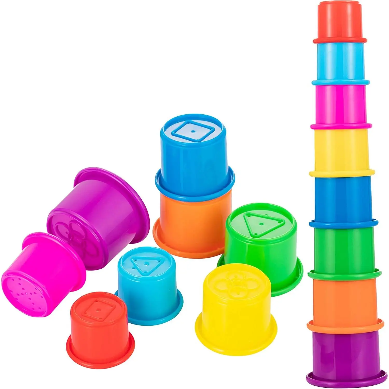 8-Piece Unisex Colorful Stacking-Nesting Cups - Early Education Learning Toy for 12-18 Months, 3-6 Years - All-Seasons Bath, Beach Preschool Game for Babies Toddlers
