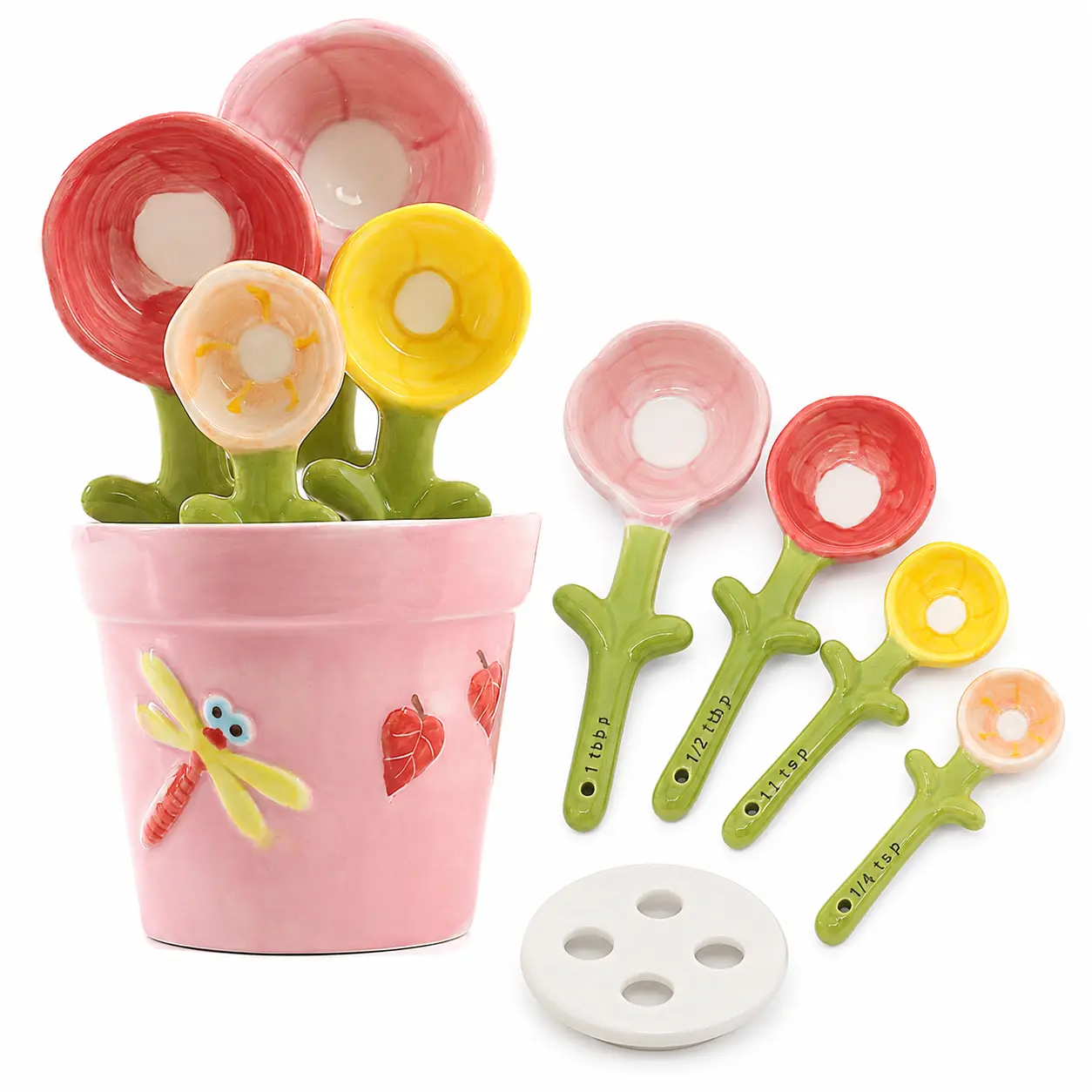 Underglaze Color Ceramic Spoon Set - Kitchenware Utensils, Creative Cute Measuring Tool for Baking, Coffee, Valentine's Day Gift