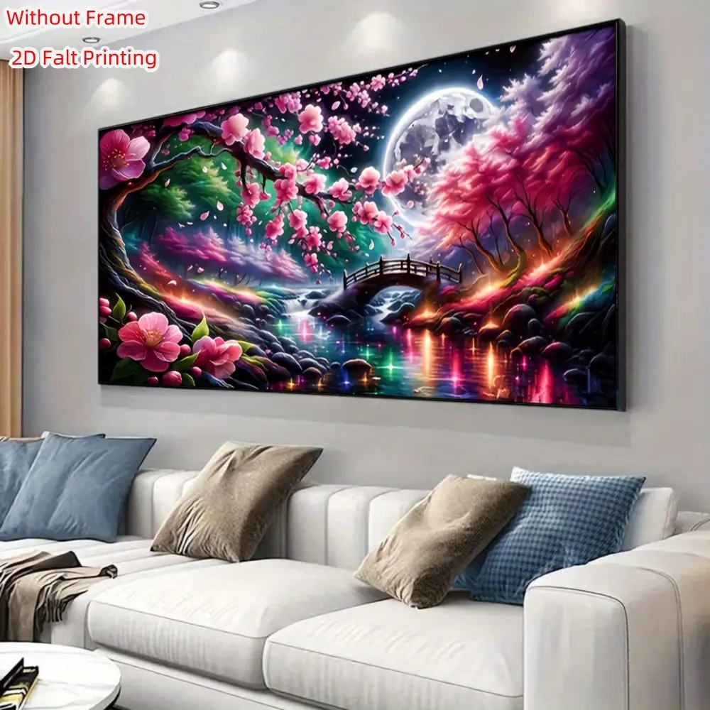 Large Floral Landscape Diamond Painting Kit, DIY Full Circle Diamond Art, Frameless Home Decor, Perfect Gift for Holidays, Handmade Gifts