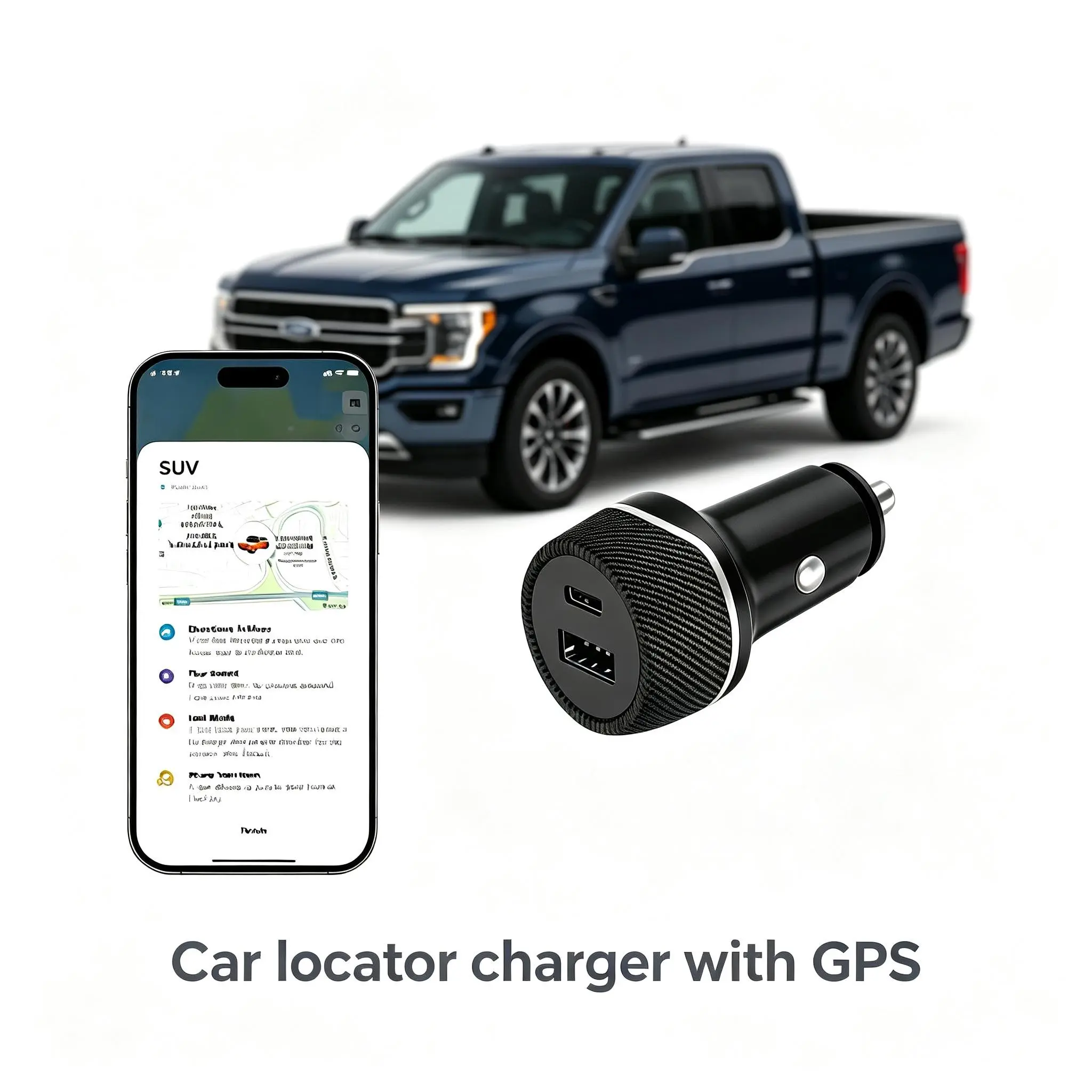Two-In-One Car Charger Locator, Supports Apple Find My Network, USB + Type-C Dual Fast Charging, Vehicle Anti-Loss Tracker