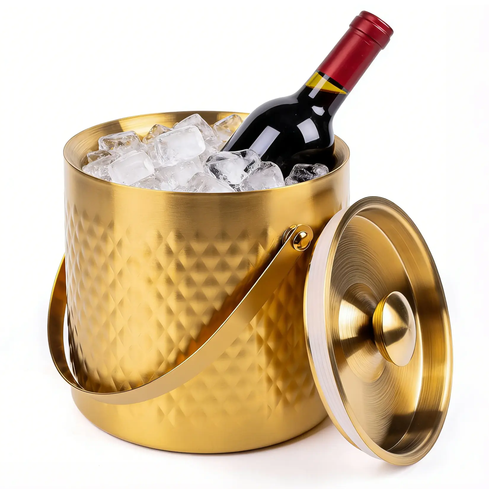 3L Gold Stainless Steel Ice Bucket Wine Champagne Beer Chiller for Home Bar Wedding Party Drink Table