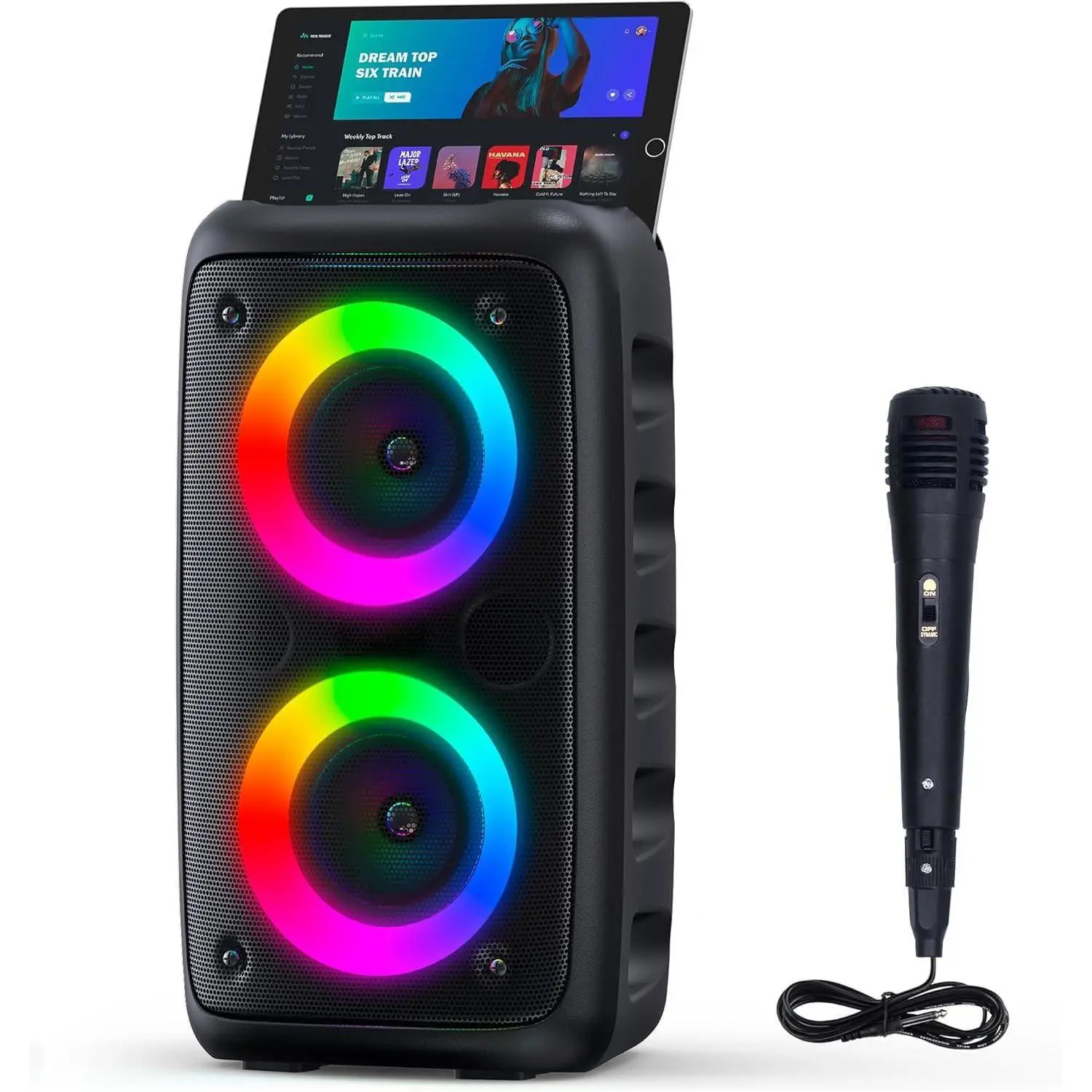 Karaoke Machine for Adults - Portable Bluetooth Speaker with 1 Wired Mic, Rechargeable DJ/PA System with TF Card, AUX, REC & TWS for Birthday Party