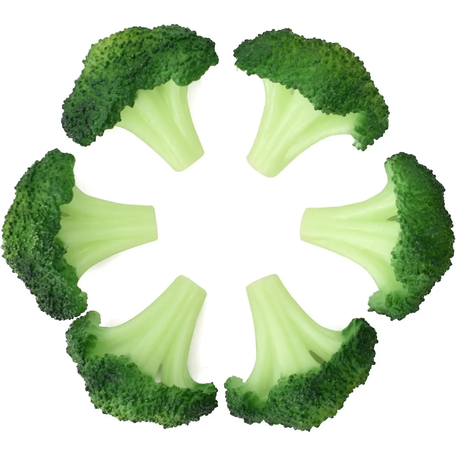 Broccoli Slice Artificial Vegetables Simulation Plastic Lifelike for House Kitchen Party Pub Decoration Cabinet Ornament 6 pcs