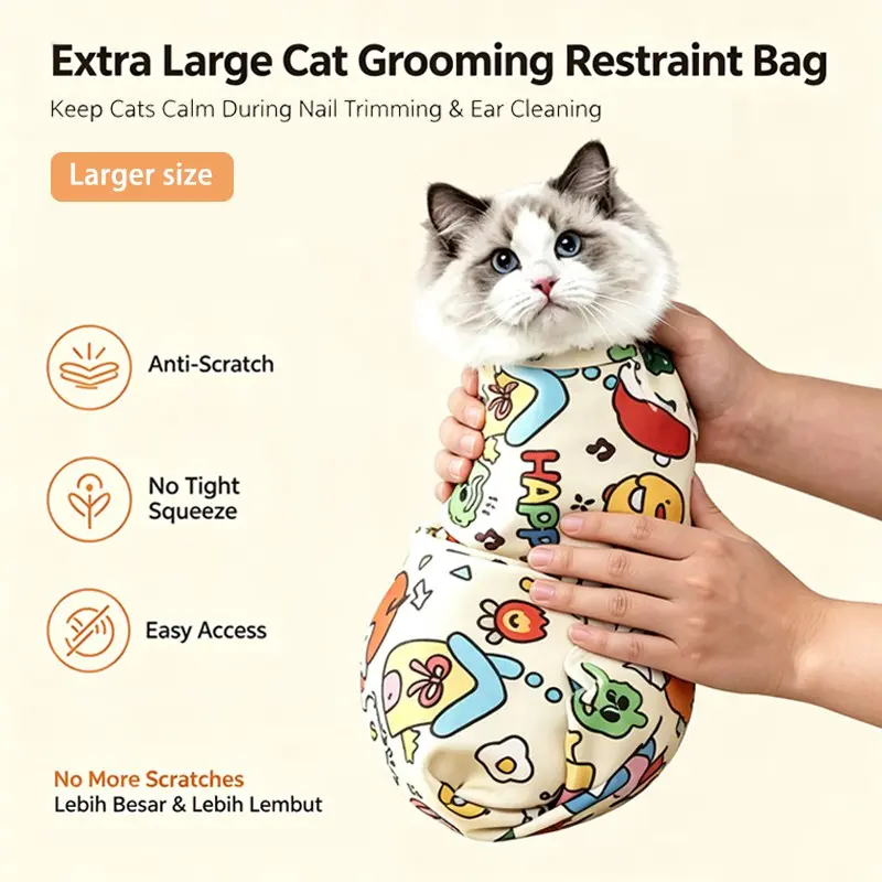 Pet Cat Constraint Wrap, Anti-Scratch and Bite, Ideal for Bathing, Nail Trimming, and Needle Pricking, Secure Pet Handling Tool