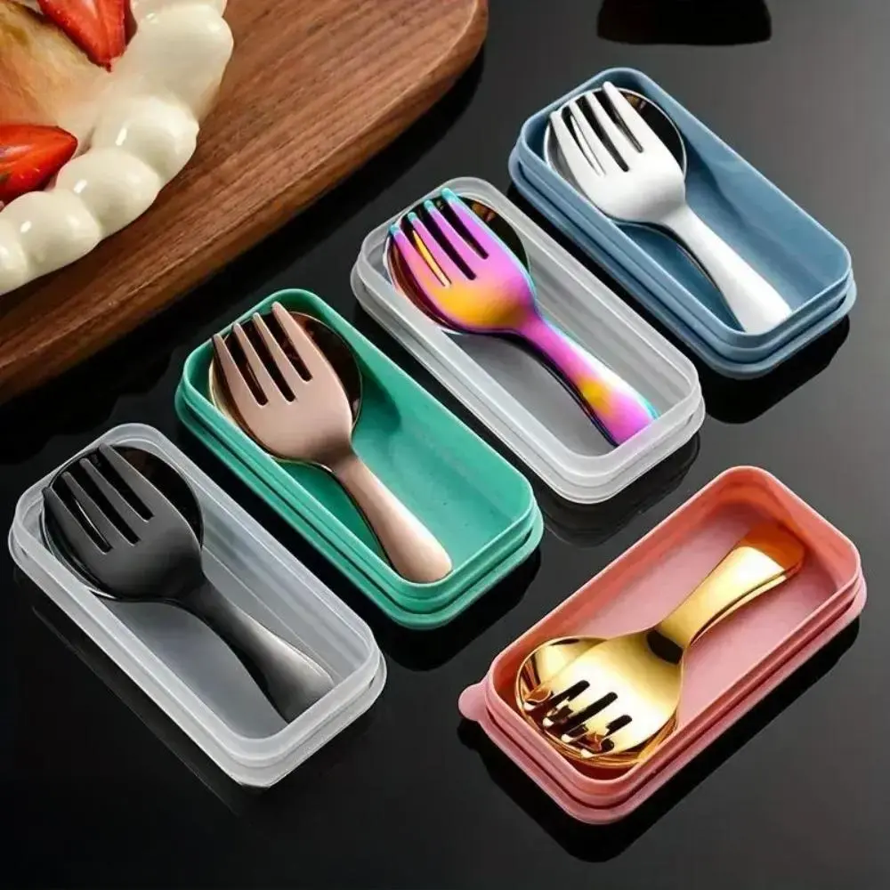 2026 New Portable Stainless Steel Cutlery Hand Tools Kit, Fork Spoon with Storage Box, Reusable Tableware for Camping Travel Picnic Outdoor Kitchen Supplies, Outdoor Meals, Space-Saving, Sturdy, Sustainable