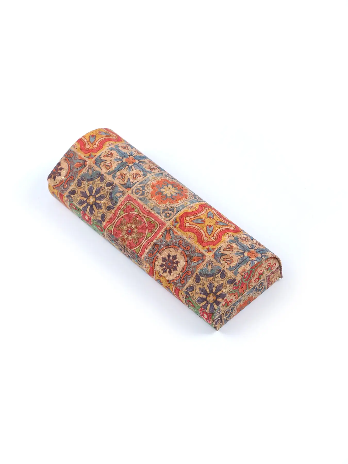 Colorful Fish Pattern PU Eyewear Case, Cork Texture Design with Magnetic Closure, Portable Sunglasses and Glasses Protector
