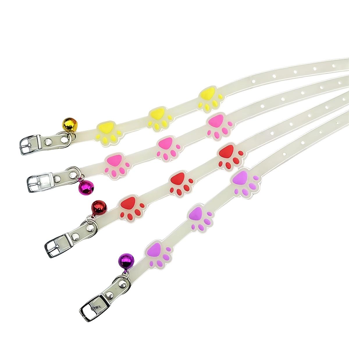 1pc Glowing Collar for Dogs & Cats with Bell - Luminous Night Safety Collar, Adjustable Anti-Loss Safety Device, Paw Print Suitable for Small Pets, Bell Alert System for Nighttime Walks, Random Color Collar for Dog and Cat Leash Gear