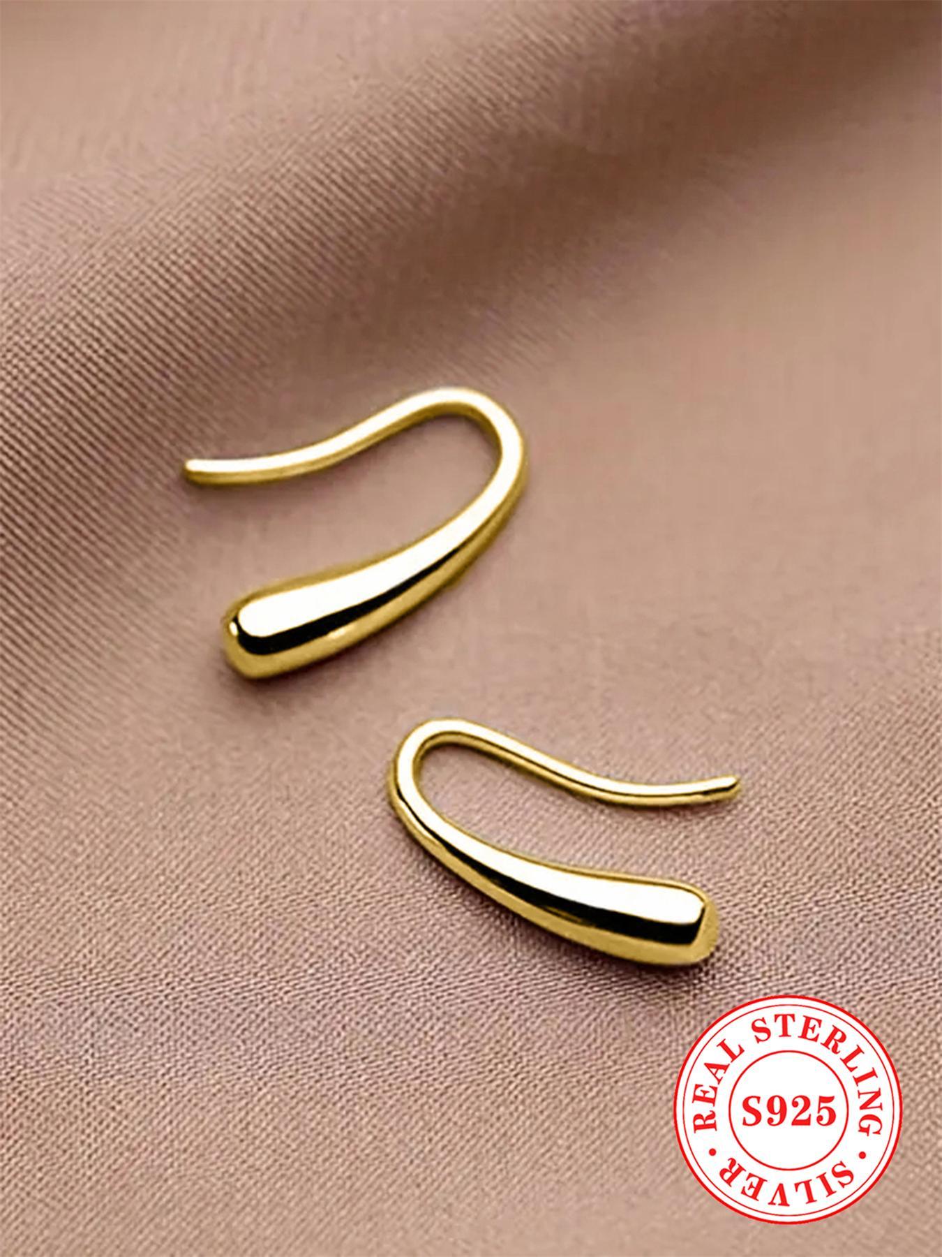 S925 Sterling Silver Simple Style Plain Color for Women, Classic Style Earrings, Elegant Minimalist Earrings, High Quality Earrings, Fashion Jewelry for Daily & Party Decoration, Trendy All-match & Exquisite Jewelry for Gift, with Box