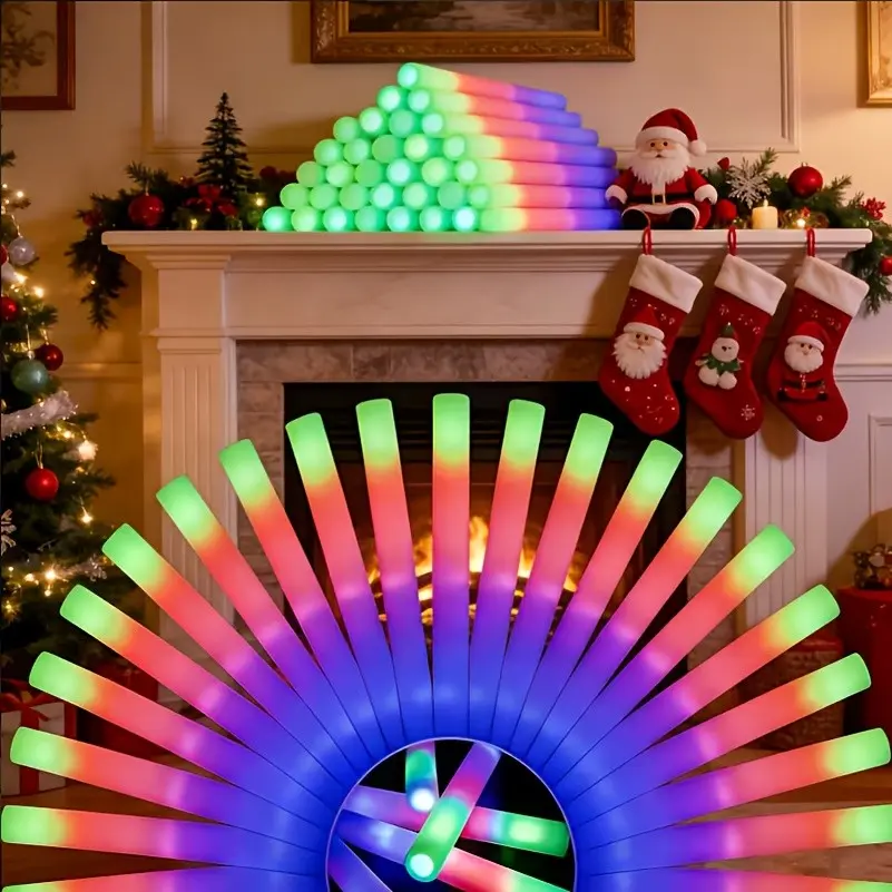 Gift For Her/Him 30 Foam Glow Sticks, Luminous Foam Sticks, Colorful Flashing Glow Sticks for Party Decoration, Suitable for Christmas, Weddings, Birthday Concerts, Festivals, New Year'S Nightclubs, Halloween Carnival Parties As Lighting Glow Sticks