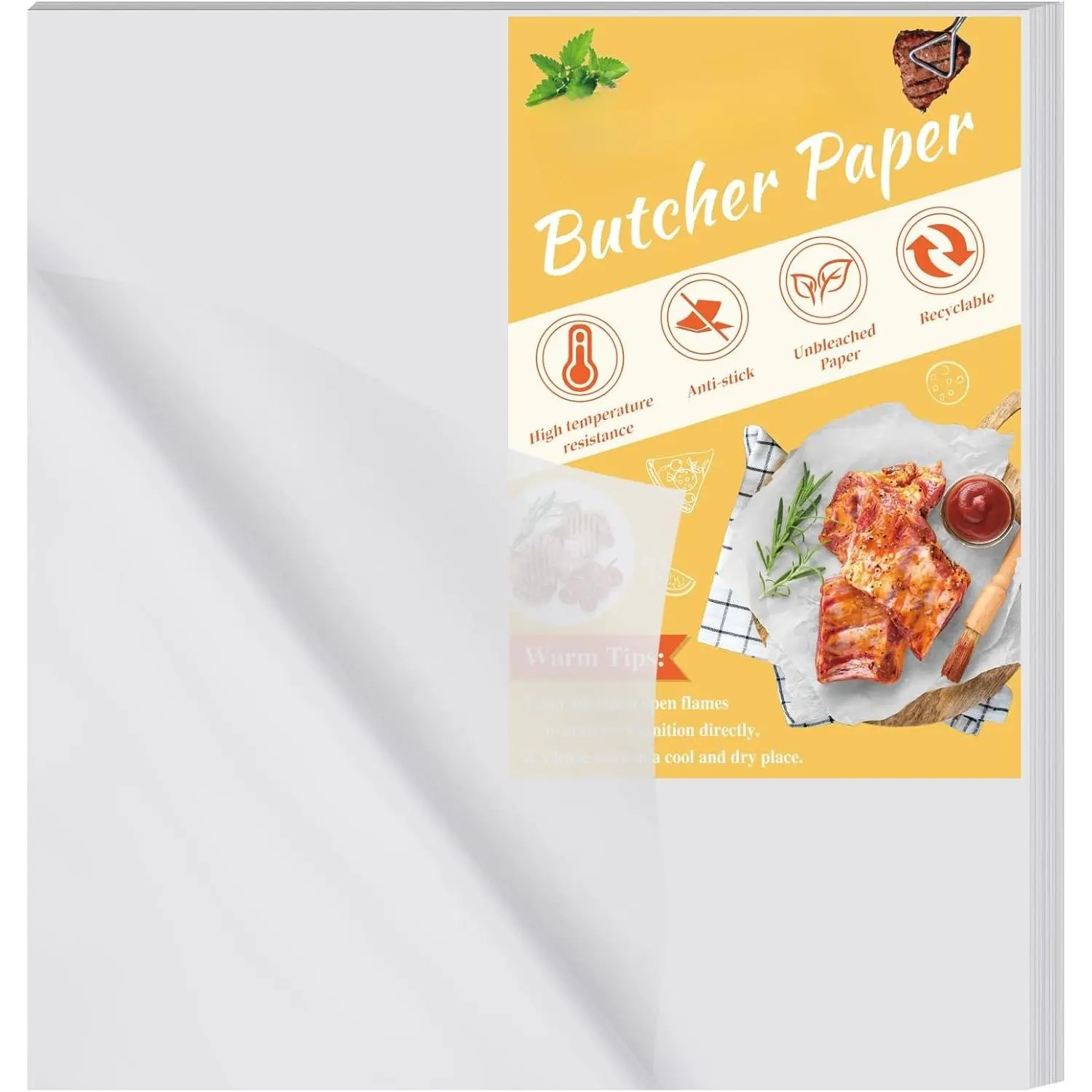50 count White Butcher Paper for Sublimation 15 x 15 inch Disposable Precut No Wax Butcher Paper Sheets Square Meat Sheet for Wrapping Meat Heat Press