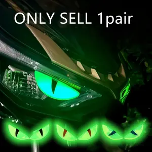 3D Luminous Cat Eye Stickers, Night Glow Motorcycle Decals, Car Decoration, Automotive Decoration, Vehicle Exterior Decoration, 3D Decorative Reflective Stickers for Cars & Motorcycles, Truck Car Decal, Decals for Trucks, Side Decals