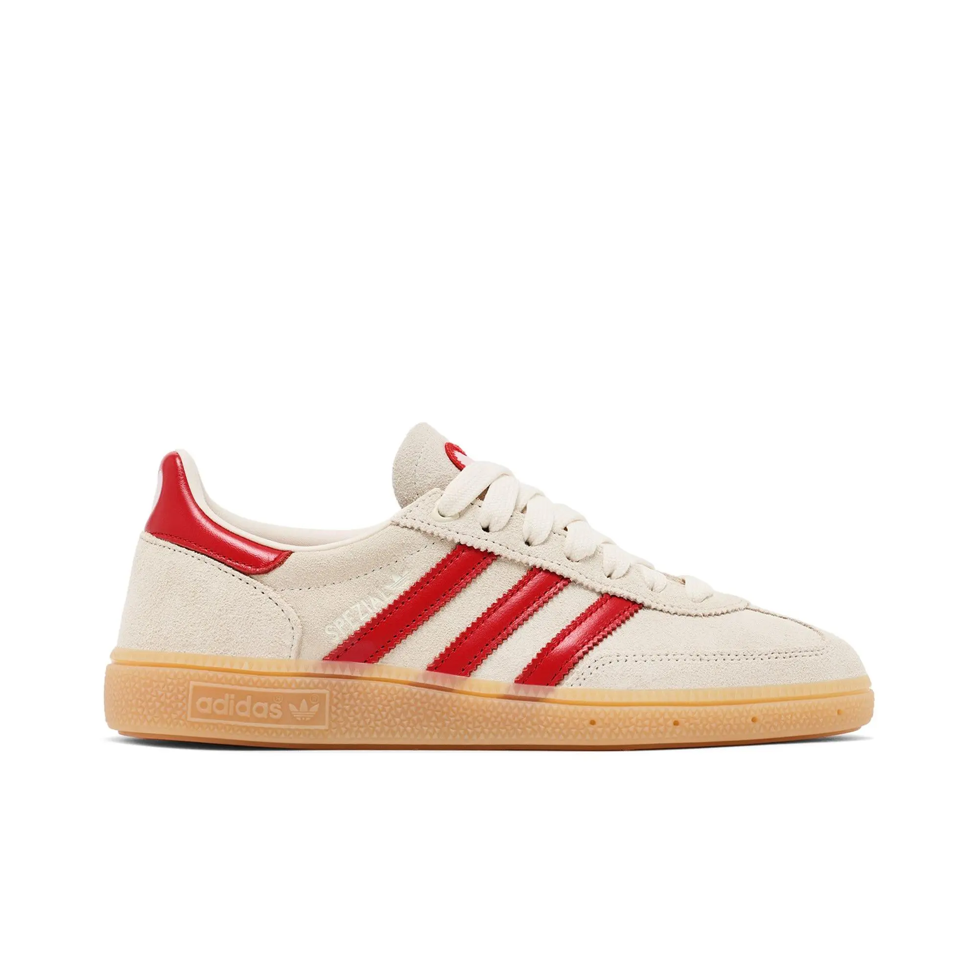 adidas Women's Handball Spezial Athletic Trainer Sneaker - Cream White/Better Scarlet/Sandy Pink Sports Footwear for Training & Casual Use, Female Size Options, Style KH9044