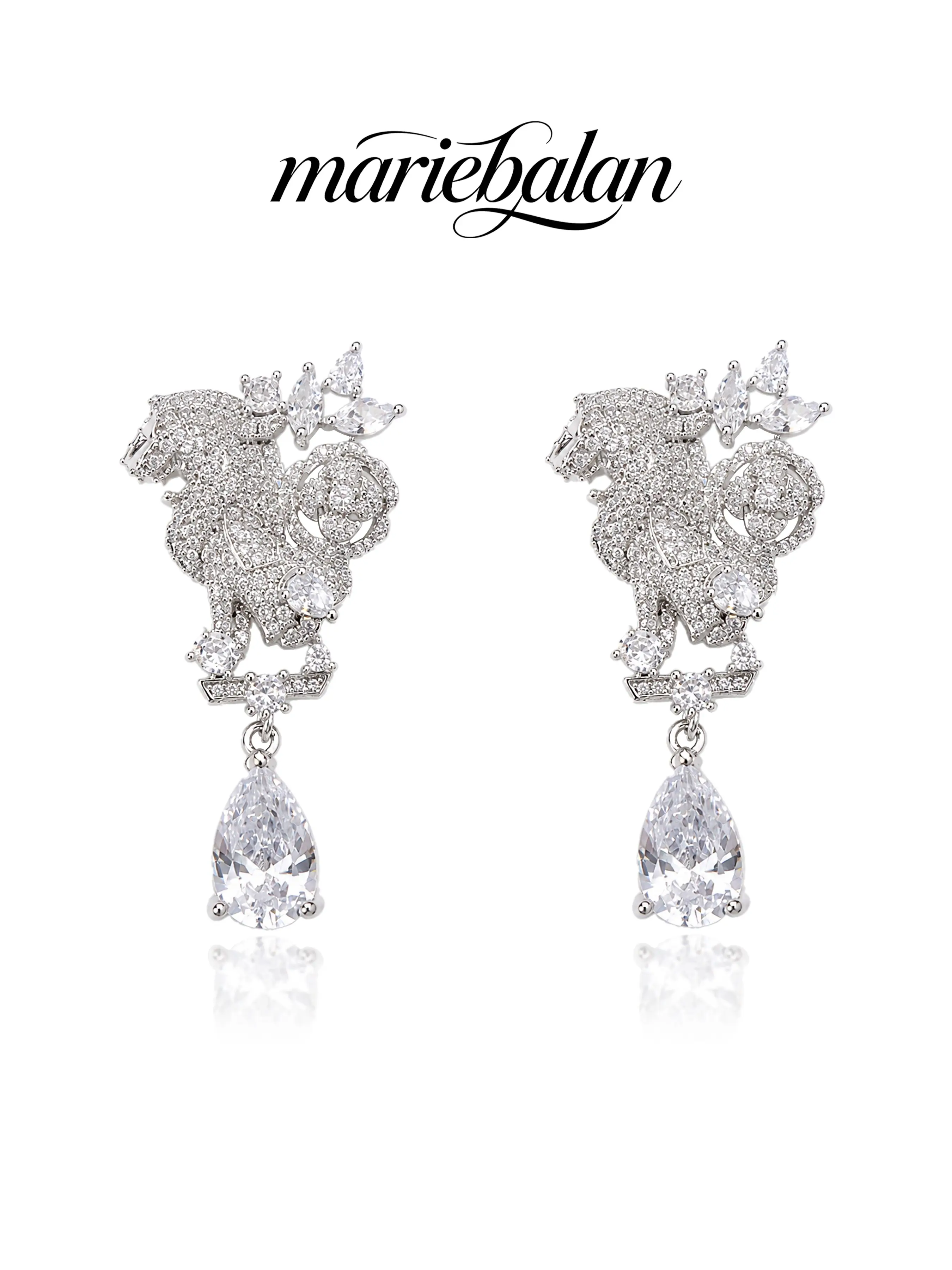 Water Drop Lion Earrings Handcrafted 925 Silver Color Retro Animal Party Earrings, Vintage Style Hook Earrings for All Seasons