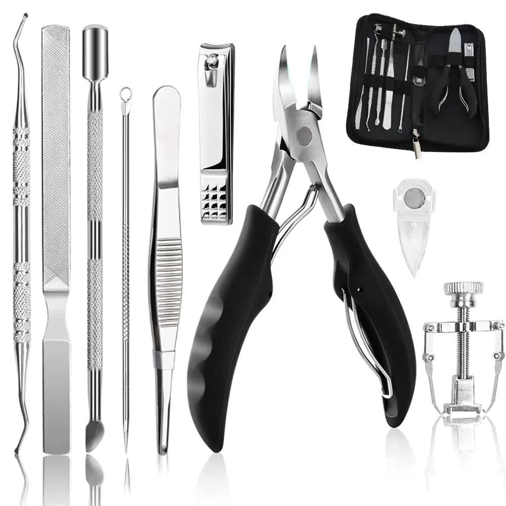 10-piece ingrown toenail tool set, nail care and foot care tools, ingrown toenail removal and correction scissors, surgical-grade nail file and extractor, professional foot care tools Manicure Smooth