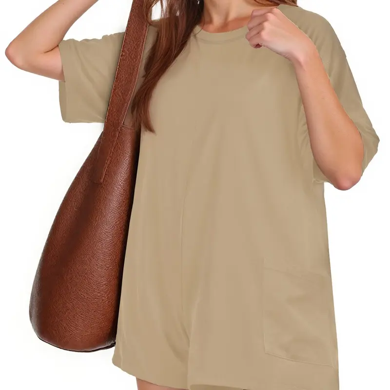 Women's Deep V Short Sleeve Romper | Button Down Playsuit | One Piece Jumpsuit | Summer Shorts