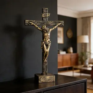One cross statue, Jesus' tabletop scene decoration, resin statue tabletop ornament, tabletop scene decoration, a unique holiday gift, a church decoration for family prayer, indoor tabletop display