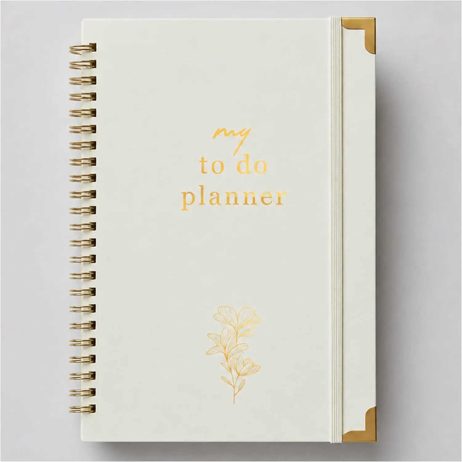 Women's Aesthetic Hardcover Daily Planner Notebook - 8.5x6.25'' Beige, Flat Opening Spiral Weekly Task Organiser, 120 Pages for Work, School