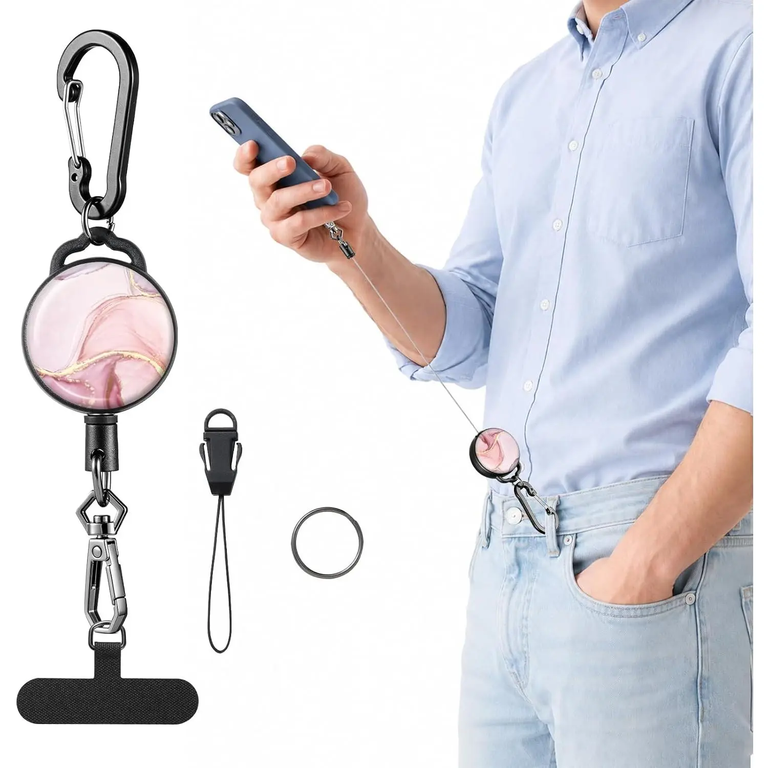 Retractable Phone Lanyard for Outdoor Activities, Anti-Drop Phone Tether,  for Travel Skiing Hiking Concerts