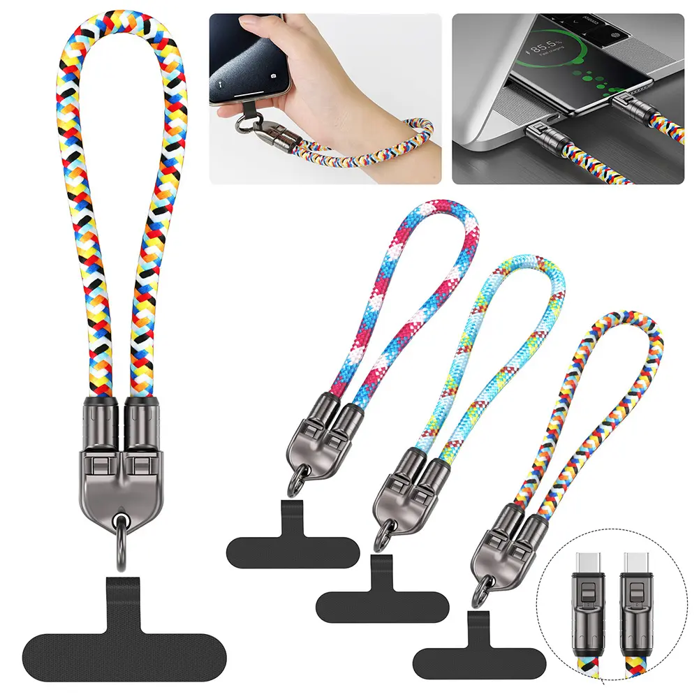 2-In-1 Phone Lanyard & Type-C Charger Cable, High-Speed Charging Line, Anti-Theft Multi-Purpose Strap, Phone Wrist Strap for Travel School Work Gift, Travel Gadgets, Cellphone Accessories, Smartphone Accessories
