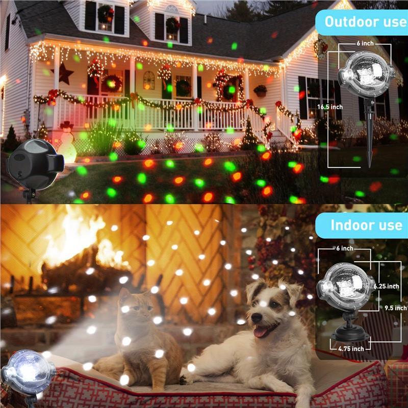 Christmas Projector Lights Multi Function Rotating Falling Snow Projector For Xmas Moving Points Landscape Lights For Home Yard Garden Party And For Show Club Pub