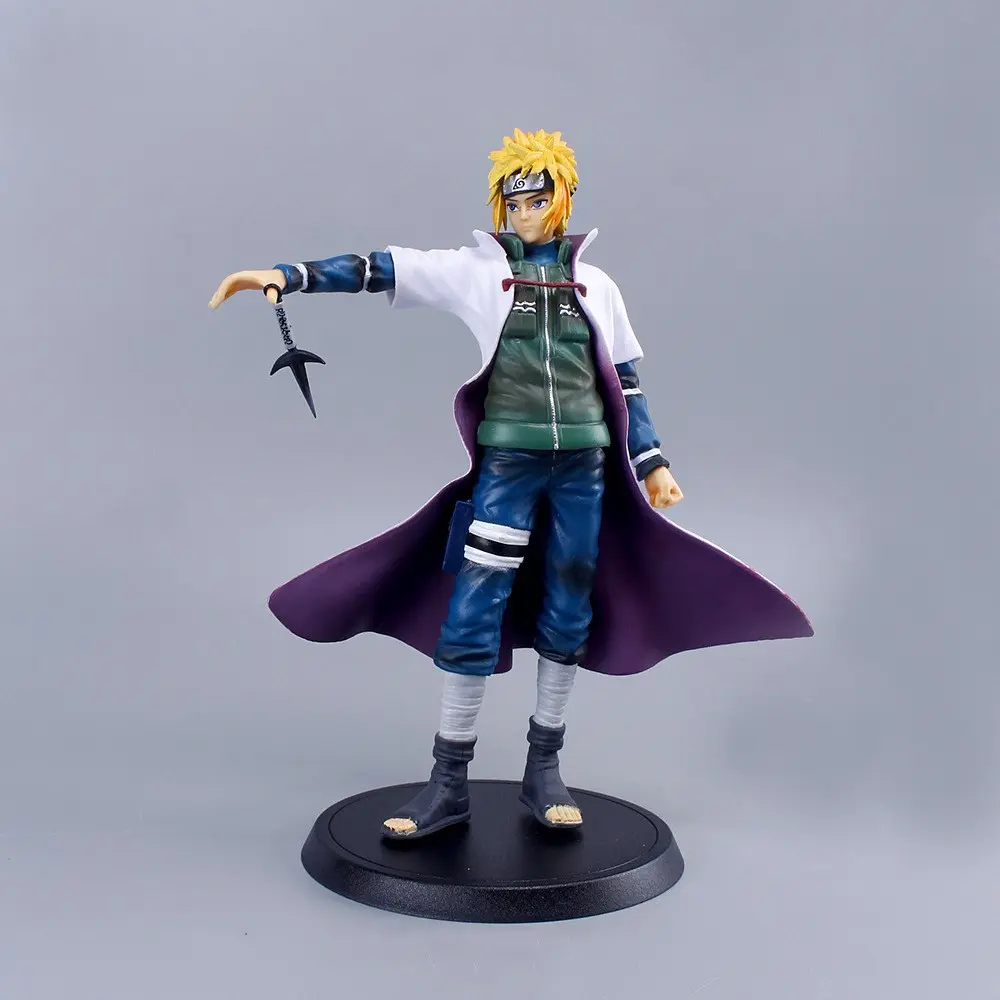 Naruto Minato Namikaze Figure 24.5cm, Anime Action Figure, Fourth Hokage Round Base Desktop Decor, Anime Collectible Gift, Secondary Dimension Ornament