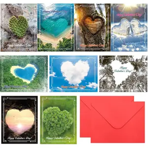 Valentines Cards with Envelopes Stickers 24 Pack Heartscapes Nature Heart Cards for Anniversary Blank Inside