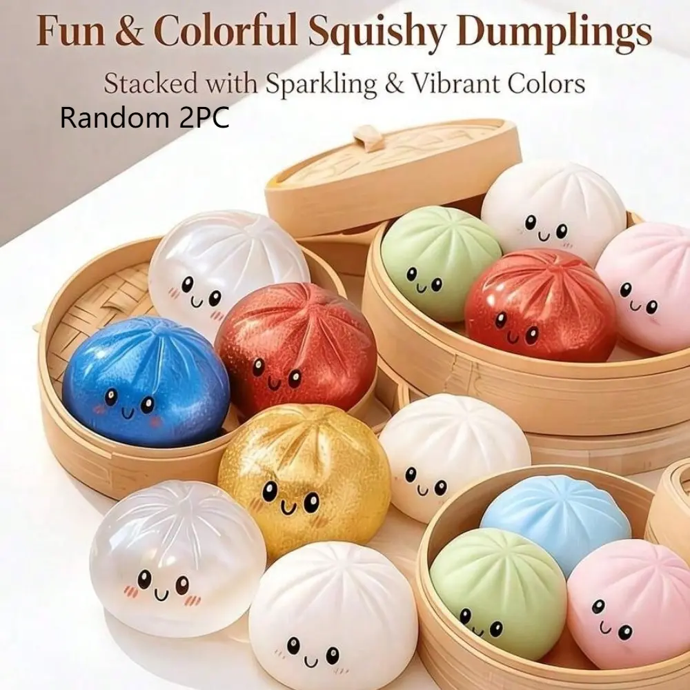 2/4/12Pcs Cute Steamed Bun Squishy Dumplings Toy, Transformable Simulation Bread Model, Handcrafted Decompression Squishy Toy, Dumpling Squishy Fidget, Anxiety Relief Relaxation Ornament,Halloween, Thanksgiving, Birthday Party Gifting For Family & Friends